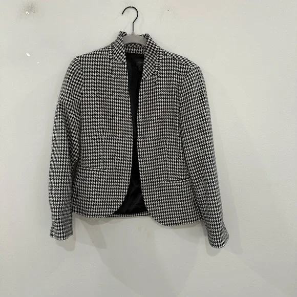 J Crew Blazer Lady Jacket Italian in Houndstooth Black White - Picture 4 of 8